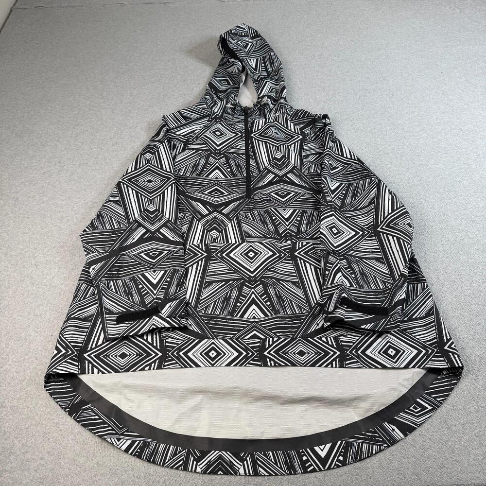 Sweaty Betty Jacket Womens One Size Black Geometric Hooded 1/2 Zip Windbreaker